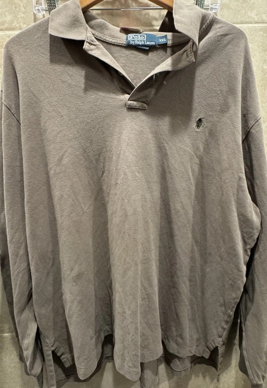 polo ralph lauren men's xxl long sleeve shirt, Crew Neck, Athletic, Heather Gray